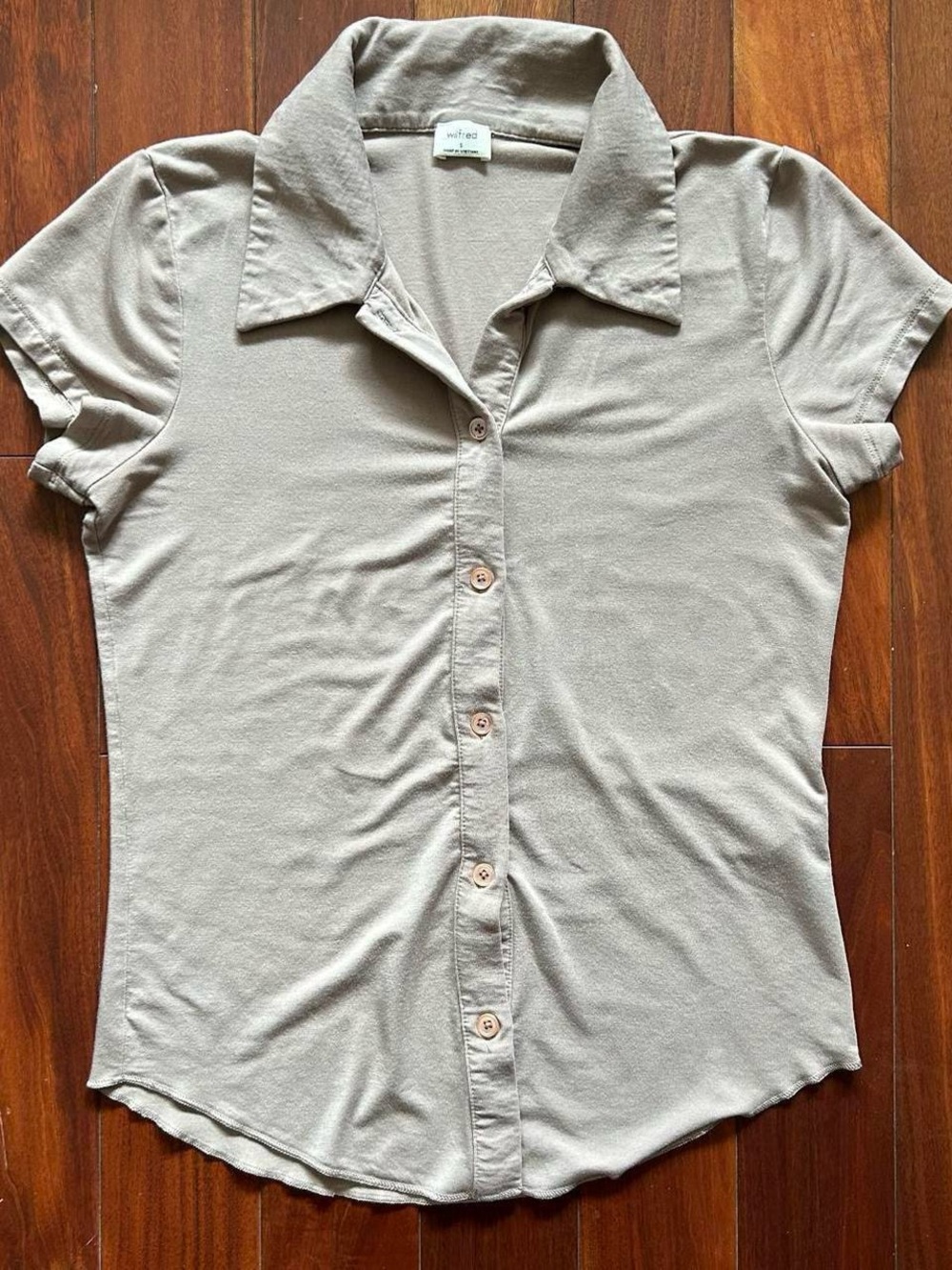 ARITZIA Taupe Collared Button-Up Top
